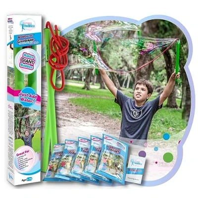Bild av WOWMAZING Giant Bubbles Kit Plus stort värde paket med stora bubblor inklusive stor bubbel stav och Bubble Solution koncentrat (gör 1 gallon bubblor)