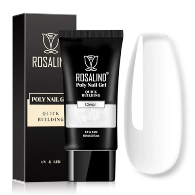 Bild av ROSALIND Klar Färg Poly Byggare Gel, 60ml Extension Gel Naglar Förlängning Set, Nagelförbättring Användning med UV LED Lampa, Clear Color Nail Art 1pcs
