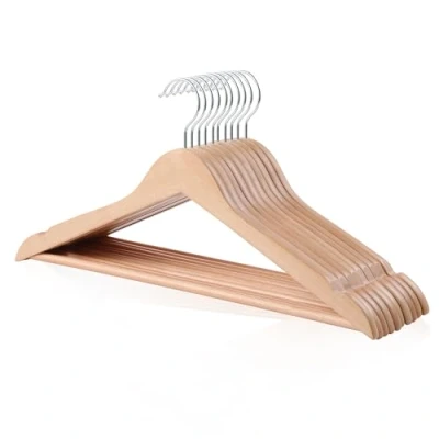 Bild av Amazon Basics Klädhängare i trä för kostymer, 10 pack, 44 cm, naturlig