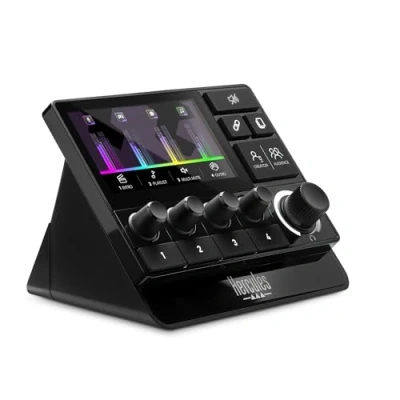 Bild av Hercules Stream 200 XLR, Proffsljudkontroller för att Bemästra Publikens och Kreatörens Mixar Live På Skärmen, med Mikrofonförförstärkare, LCD Skärm, Högupplösta Encoders, 4 Åtgärdsknappar