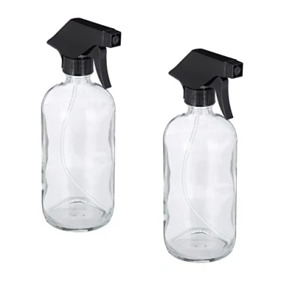 Bild av Relaxdays Sprayflaska glas, set, 2 x 500 ml, påfyllningsbar, dimma och stråle, hårvård, rengöring, sprejflaska, transparent, 10034198