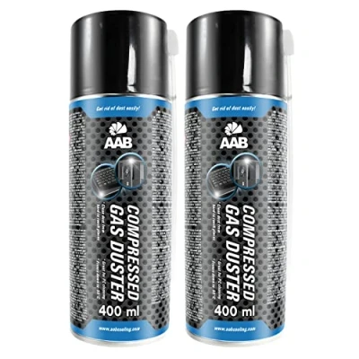 Bild av 2 x AABCOOLING Compressed Gas Duster 400 ml Luftdammare för dator, tangentbord, annan kontorsutrustning, luftkompressor, tryckluft PC, tangentbordsrensare, aerosol, burk datorrengöringssats