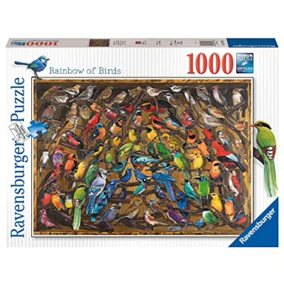 Bild av Ravensburger Pussel: Regnbågsfåglar, pussel 1000 bitar, för vuxna, att rama in pussel, vuxna gåvor, 70x50 cm