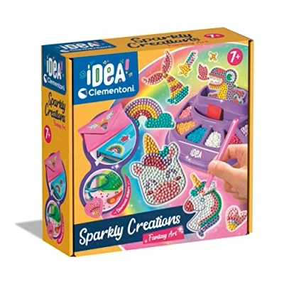 Bild av Clementoni Art &amp; Craft Idea Sparkly Creations Fantasy Art, Leksak för Barn 7 10 år 18746