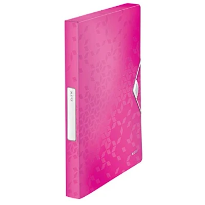 Bild av Leitz WOW Boxmapp, A4, upp till 250 ark, elastiska band, flexibel plast, rosa metallic, 46290023