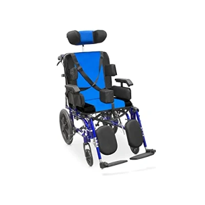 Bild av QUIRUMED Neurologisk rullstol, Sittbredd 46 cm, Utdragbar, Aluminium, Fällbar, Handtagsbromsar, Anti tip, Underlagssele, Justerbart nackstöd, För äldre, funktionshindrade