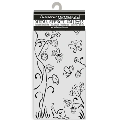 Bild av Stamperia Thick Stencils for Scrapbooks, Albums, Cards, Bullet Journalling, and More, Flexible Material, Easy to Clean, Perfect Hobbies, Crafts Gifting (Hidden Grove, Strawberries)