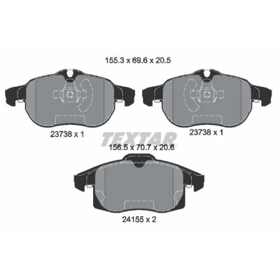 Bild av TEXTAR 2415501 Jeu de plaquettes frein préparé pour indicateur d&#039;usure SAAB: 9 3 Berline, Break, Cabriolet, OPEL: Vectra C CC, Signum CC