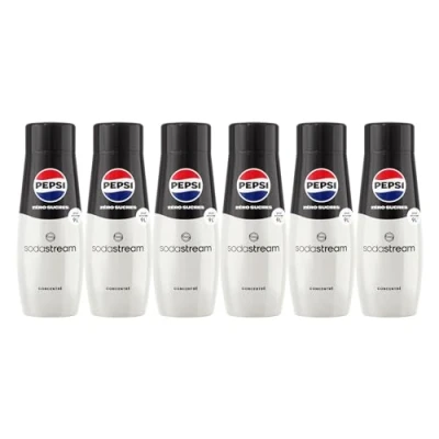Bild av Sodastream Uppsättning av 6 x Pepsi Max koncentrat, sockerfri, 100 % originalsmak, med mätlock, 440 ml.