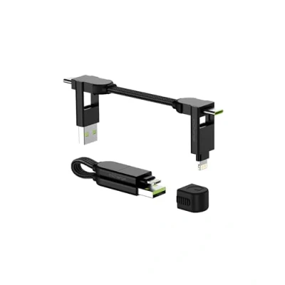 Bild av Rolling Square, inCharge X USB Type c kabelhållare, Universal Cellular Kabel, Gåva till man, 6 i 1 Mobilladdare, Tekniskt tillbehör, Svart, 100W Lightning kabel