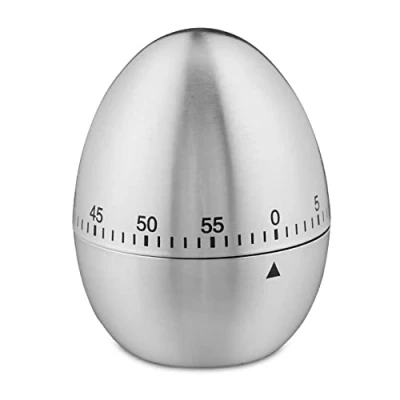 Bild av Relaxdays äggklocka i rostfritt stål, nedräkningstimer med signal, äggtimer, kökstimer metall, silverfärg