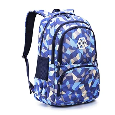 Bild av barn, ryggsäck, skolväskor för pojkar och flickor, skolväskor, skolryggsäck, resor, camping, casual, ryggsäck elever i skolor vuxna, blå, Taille unique