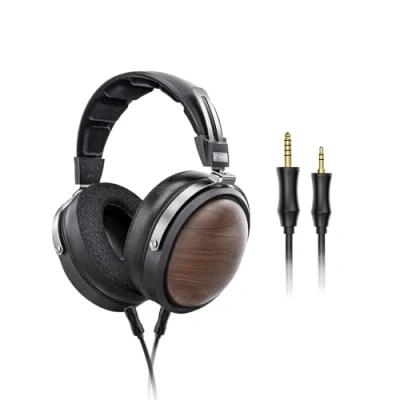 Bild av FiiO FT1 stängd baksida över örat nanowood fiber kompositmembran trådbundna Hi Fi hörlurar, avtagbar kabel, amerikansk svart valnöt trä öronkoppar för hem, studio, inspelning (svart)