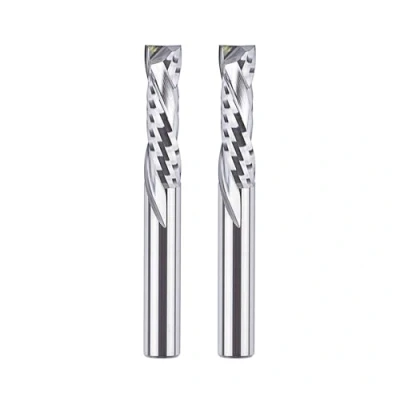 Bild av SpeTool 2 stycken Spiralnutfräsare med 6 mm skaft kompression 22 skärplängd upp och ned nutfräsare skaftfräsare träfräsare CNC fräsare långborrfres trä routerbits