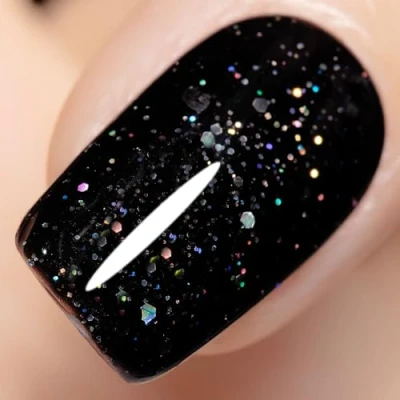 Bild av YTD Likomey UV LED Gel lack Nagellack,15ml Färgstark Svart Glitter Blötlägg Av Höst Vinter Halloween Nagellack,CS024