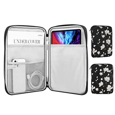 Bild av MoKo 9 11 inch Tablet Sleeve Case,Fits New iPad Air/Pro 2024, Air 5/4th 10.9, 10th Gen 10.9,iPad 9/8/7th 10.2,Tab S9 11,Protective Bag Carrying Case with Pocket,Black&amp;White Magnolia