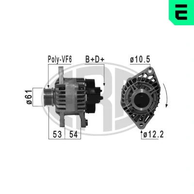 Bild av ERA 210863A Alternateur 14V 85A FIAT: Punto II 3/5 portes, Doblo I Break, Cargo