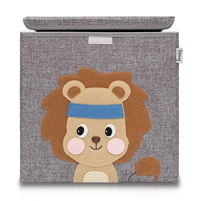 Bild av Boîte de rangement en tissu pour enfant &quot;lion&quot; avec couvercle, compatible Ikea Kallax Lifeney ref.