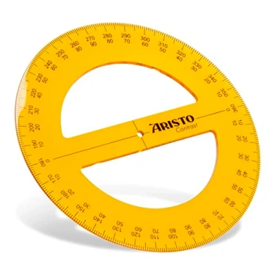 Bild av Aristo Kontrast helcirkel vinkelmätare 360 grader, diameter 12 cm, orange