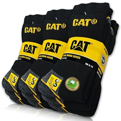 Bild av 9 par CAT® Real Work strumpor kvinnor män arbetsstrumpor affärsstrumpor storlek 3550, svarta, 39 42 EU