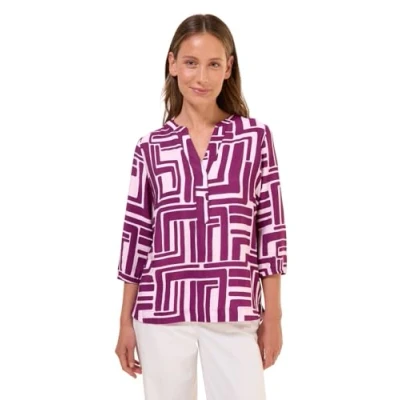 Bild av Cecil tryckt softwave splitneck blus, Anemon rosa, S