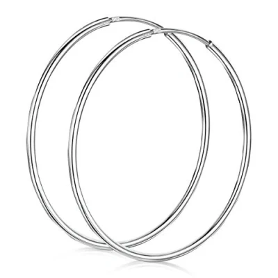 Bild av Amberta Kvinnor 925 Sterling Silver 40 mm Creoler Örhängen