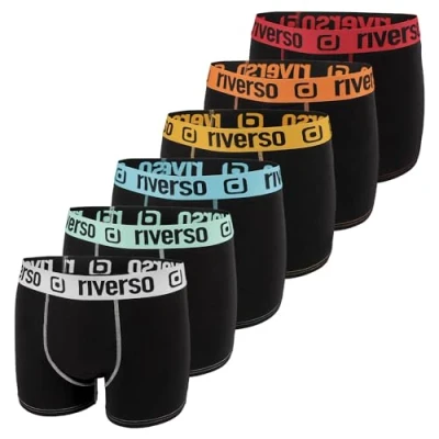 Bild av riverso Boxershorts för män, RIVOle, 6 pack, kalsonger, retroshorts, set, boxershorts, stretch, svart, grå, blå, vit, grön, röd, orange, gul, S, M, L, XL, XXL, 3XL, 4XL, 5XL, Färgblandning 9