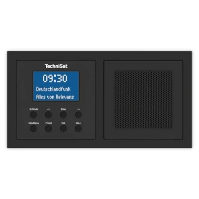Bild av TechniSat DIGITRADIO UP 1 DAB+ infälld radio för installation i alla dubbla infällda lådor (DAB, FM, Bluetooth mottagning, dimbar LCD display, väckarklocka, sleeptimer, 2 watt RMS, equaliser) svart