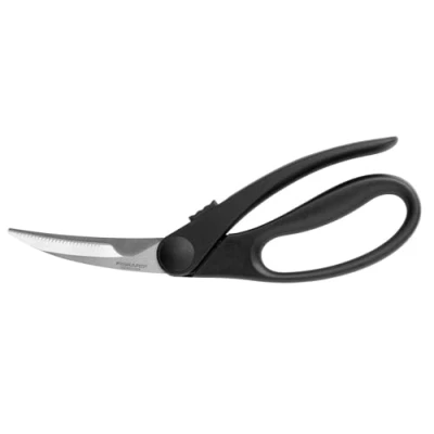 Bild av Fiskars fågelsax med böjda profilerade blad, Rostfria stål, längd: 23 cm, Passar höger och vänsterhänta, svart/silver, Essential, 1023819