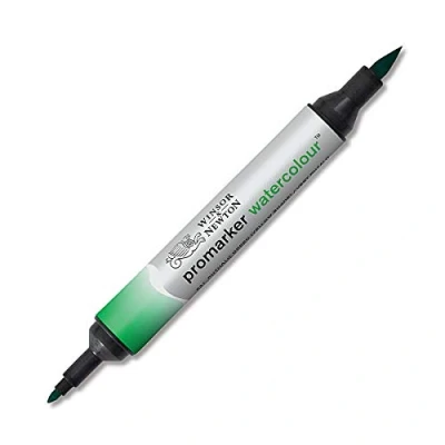 Bild av Winsor &amp; Newton 0201521 akvarellmärkpenna 2 spetsar, pensel och fin spets, ljusäkta, högpigmenterade akvarellfärger för kalligrafi, teckningar ftalogrön, gul ton