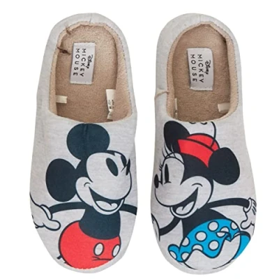 Bild av Disney Dam Mimmi Pigg tofflor slip on Musse Mules Sliders varm fodrad hussko, Grå, 41 EU