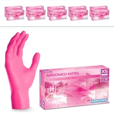 Bild av 2000x ARNOMED engångshandskar rosa, nitrilhandskar XS, med 2000 st, puderfria, latexfria gummihandskar, finns i S, M, L &amp; XL