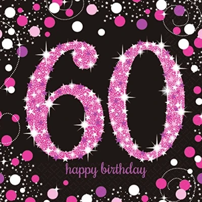 Bild av Pink Sparkling Celebration 60th Luncheon Napkins 33cm /16