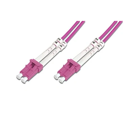 Bild av DIGITUS DK 2533 02 4 Fiberoptisk Kabel OM4 2 m LC till Duplex 1/10/40/100 Gbit/s MM Multimode LAN Fibertyp: 50/125 µ Violett (Violet)