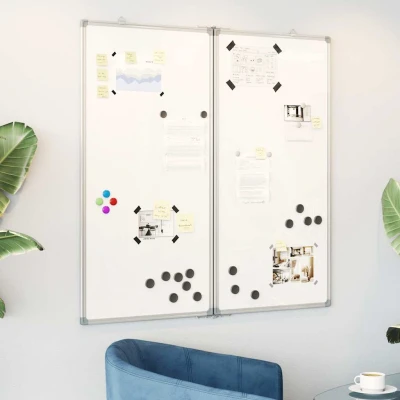Bild av vidaXL magnetisk whiteboard hopfällbar 80x80x1,7 cm aluminium, vikbar skrivtavla, skrivtavla