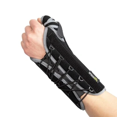 Bild av BraceUP Quick Wrap handled och tumstöd handledsstöd med för tumspika, dequervains tendinit tumstabilisator (vänster hand)