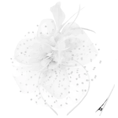 Bild av DRESHOW Fascinator Hatt Fjäder Pannband Teparty Huvudbonad med Klämma Blom Huvudband för Flickor och Kvinnor