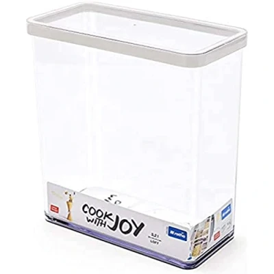 Bild av Rotho Loft Förvaringslåda med lock och tätning, BPA fri plast (SAN), klar/vit, 3,2 L, 20,0 x 10,0 21,4 cm