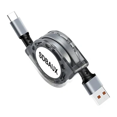 Bild av SDBAUX 60W PD USB A till C kabel, infällbar laddningskabel snabbladdningskabel datakabel typ kabel för surfplattor, Samsung Galaxy S21 S20 S10 S9, LG G8, Google Pixel, PS5 (A C)