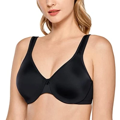 Bild av DELIMIRA Minimizer bh För Kvinnor Plus Size Bygel Slät Full Täckning Sömlösa Bh:ar Svart 75G