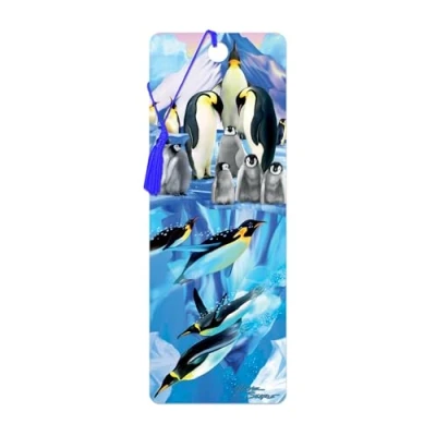 Bild av 3D LiveLife Bookmark Pingvinens Dopp från Deluxebase. Ett pingvinbokmärke med linskulärt konstverk licens den kända konstnären Michael Searle.