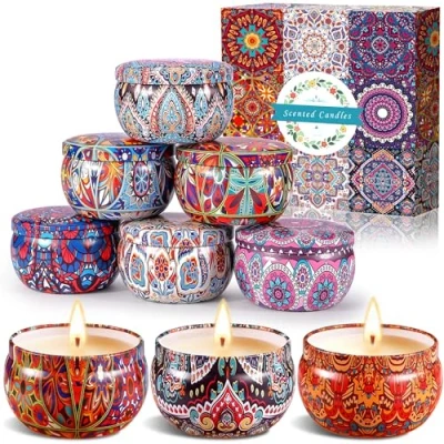 Bild av BEYAOBN doftljus set, blommor, aromaljus, 9 stycken,, present naturligt sojavax, aromaterapi, ljus, julljus för mor, bad, födelsedag, yoga, jubileum, damer, presenter