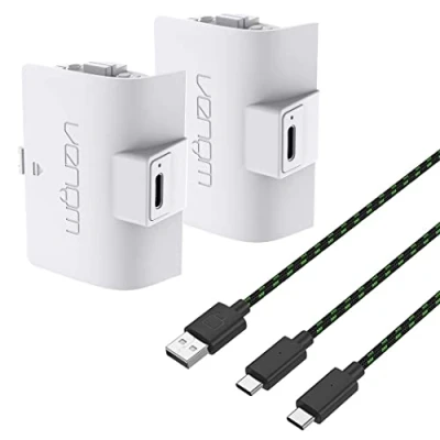 Bild av Venom Xbox kontroller med hög kapacitet 1100mAh uppladdningsbart Twin Pack Vit (Xbox Series X &amp; S/Xbox One)