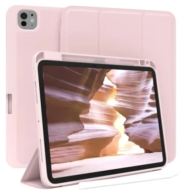 Bild av EAZY CASE Skyddsfodral med pennhållare för iPad Pro 11&quot; (2024) Fodral Tablet Cover Touchpen Smartcase avtagbar Fällbar Auto Sleep Wake Up i Rosa