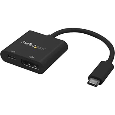 Bild av StarTech.com USB C till DisplayPort adapter med strömförsörjning 4K 60Hz HBR2 Type DP 1.2 bildskärm videoomvandlare laddning 60 W PD genomströmning Thunderbolt 3 kompatibel