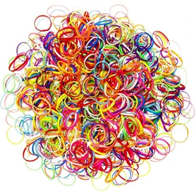 Bild av Gummihårband, 1000 gummiband, elastiska hårband, färg, hårflätningsband för barn, flickor