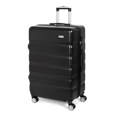 Bild av Todeco Styvt lätt ABS + PC handbagage med hårt skal, resväska, 4 dubbla hjul, svart, L (78cm 90L)