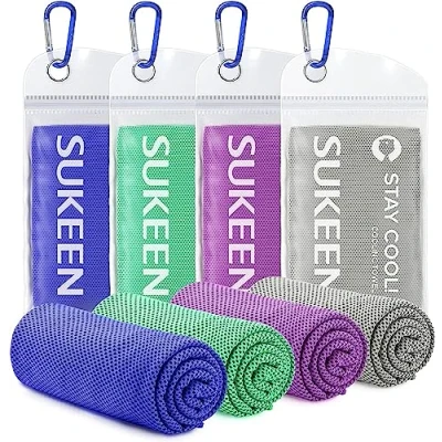Bild av Sukeen kylande handduk, handdukar 4 pack, stanna sval ishandduk, svalkande för hals, kall gymhandduk män kvinnor (4 st, kungsblå/mörkgrön/lila/grå)