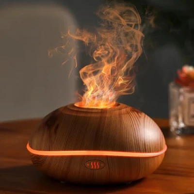 Bild av Birshe diffuser för eteriska oljor, 200 ml, 7 färger, oljor med flameffekt, tyst luftfuktare diffusor aromaterapi kontor yoga, automatisk avstängning utan vatten