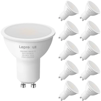 Bild av Lepro GU10 LED lampa, 2 700 K varmvit glödlampa, ersätter 50 W halogenlampor, 5,2 400 lm lampor, 120 strålvinkel reflektorlampor, 10 stycken